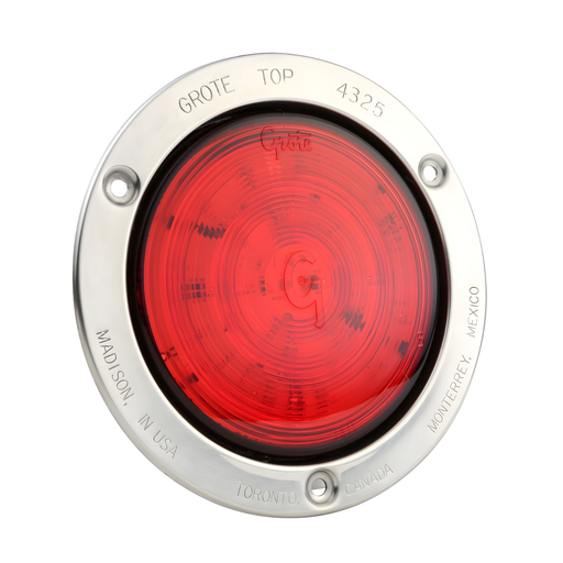 [53192] Plafón Redondo 4" Rojo LED Hi Count Aro Inox Grote 53192
